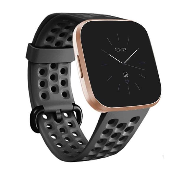 Sort Sort kompatibel med Fitbit Versa 2 Åndbar Silikone Urrem (hvid) kompatibel med Fitbit Versa 2