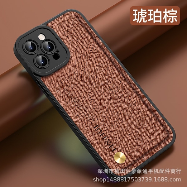 Etui til iPhone 14 Amber brun [med magnetisk funktion] lædertekstureret silikone Magnetisk