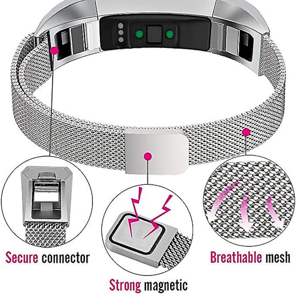 Gull Gull Rustfritt Stål Magnetisk Armbånd kompatibelt med Fitbit Alta, 130-170mm
