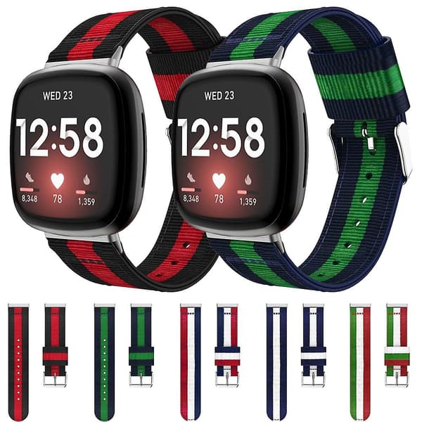 Rød Sort Rød Sort kompatibel med Fitbit Versa 3 Nylon Urrem