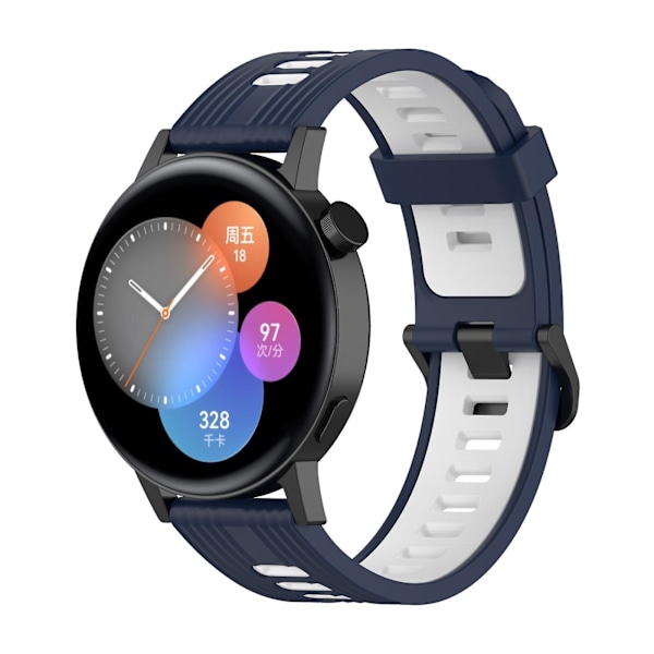 Keskiyönsininen Valkoinen Keskiyönsininen Valkoinen Silikoniranneke yhteensopiva Huawei Watch Gt 3 42mm kanssa