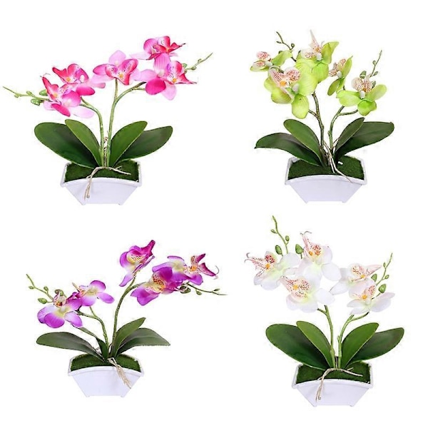1 stk. Kunstig Silke Sommerfuglorkidé Blomsterbukett Bryllup Hjem Blomsterdekor Purple