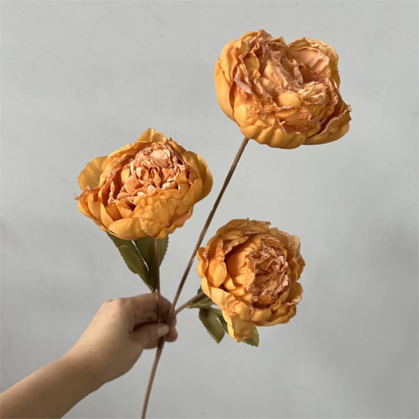 3 Huvuden Pion Kärnad Pion Konstgjord Blomma Falsk Ros Bröllop Vardagsrum Dekoration Champagne One Size