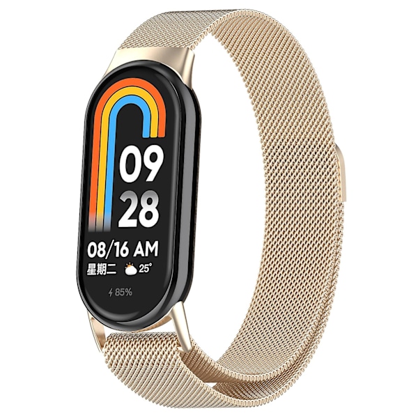 Champagnefarget metallklokkereim i champagnefarge, kompatibel med Xiaomi Mi Band 8