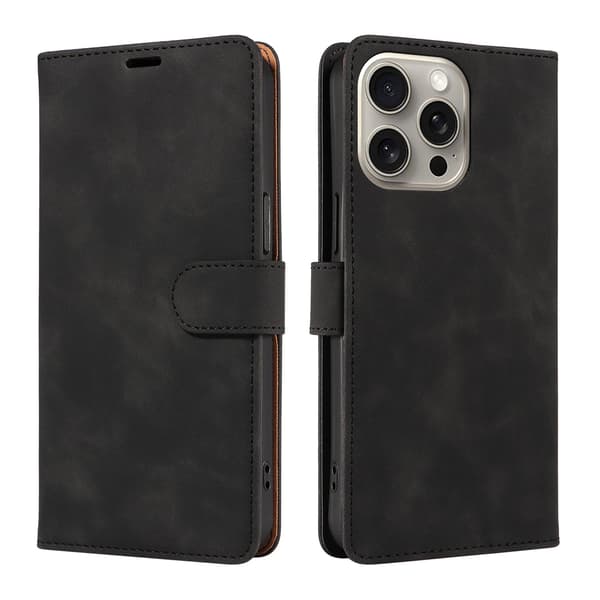 Etui til iPhone 16 Plus sort RFID-blokerende flip