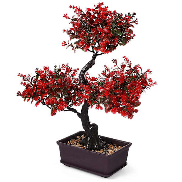 Konstgjord Bonsaiträd Falsk Växt i Kruka Faux Bonsai Krukväxt Ornament för Inomhus Hemmakontor Utomhus Trädgård