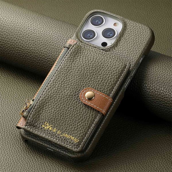 Etui til iPhone 16 Midnight Green Enkelt klassisk Pebbled kortholder