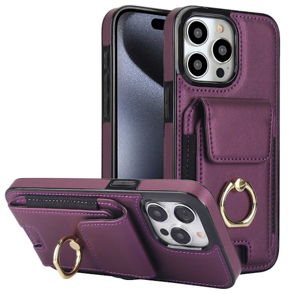 Fodral för iPhone 13mini Claret Baksida Plånbok med Korthållare Ring