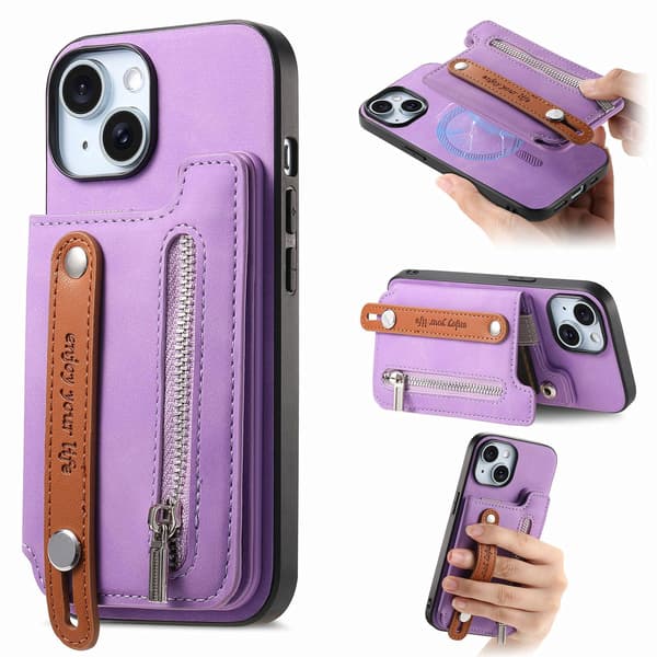 Etui til iPhone 16 Pro Max Lilla Magnetisk Flip Lommebok med Kortholder