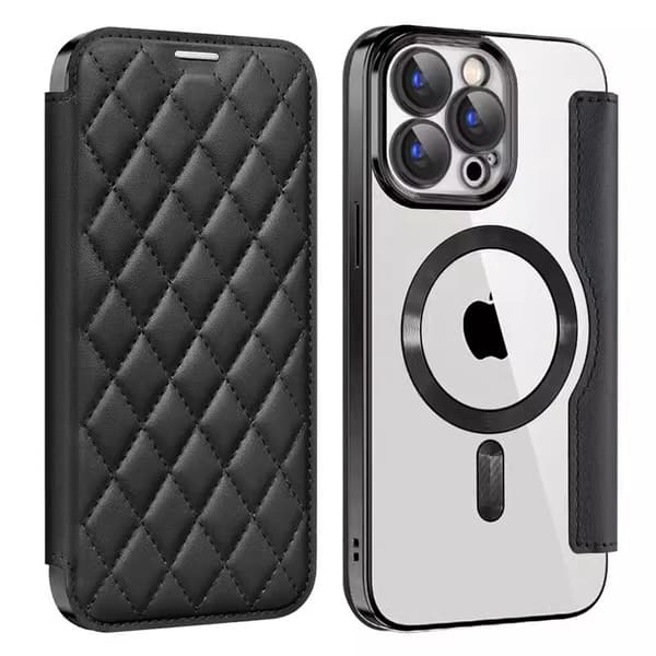 Fodral för iPhone 14 Magnetisk Kortplats Klar Svart