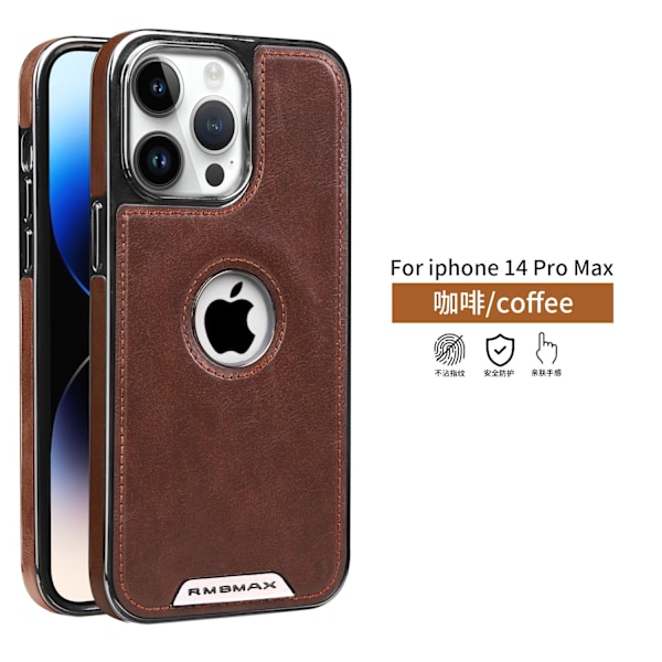 Kotelo iPhone 14 Pro Maxille, mokanruskea, magneettinen, business-tyylinen, kokovartalotekstuuri