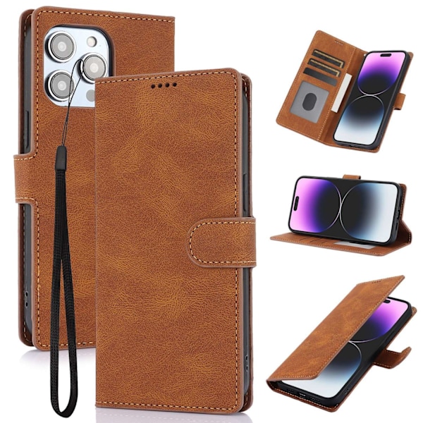 Brun iPhone 16E Wallet-etui med kortholder