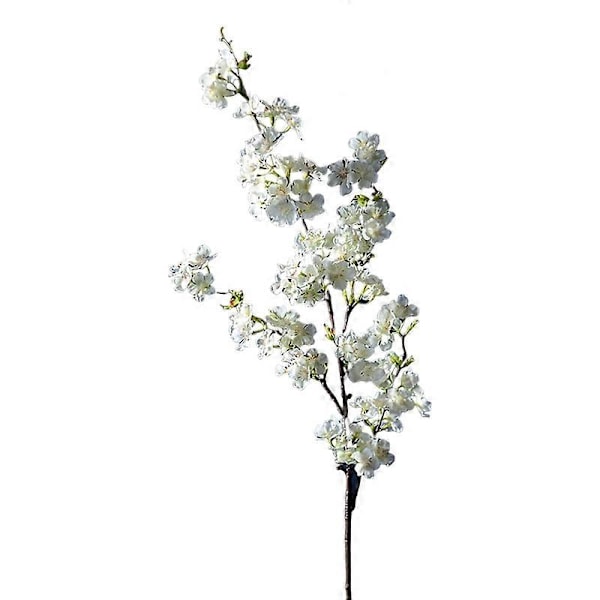 4 Grener Simulert Kirsebær Ikke-falmende Realistisk Dekorativt Fotorekvisita Falsk Sakura Gren Hotellrekvisita White
