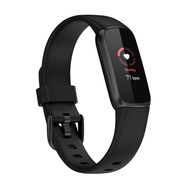 Sort Sort kompatibel med Fitbit Luxe silikone urrem, Størrelse:l L