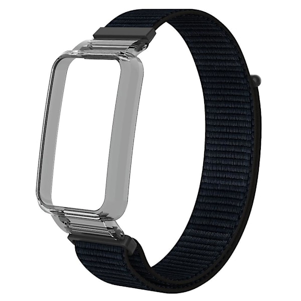 Sort Sort PC-kabinet + Nylon Loop-rem kompatibel med Xiaomi Mi Band 7 Pro