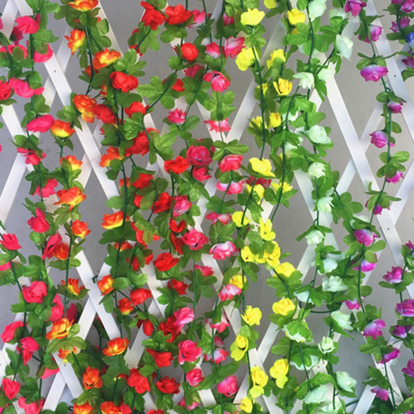 1 st Lättskött Konstgjord Rosranka Plast Delikat Skuren Simuleringsranka Bröllopsdekor Rose Red