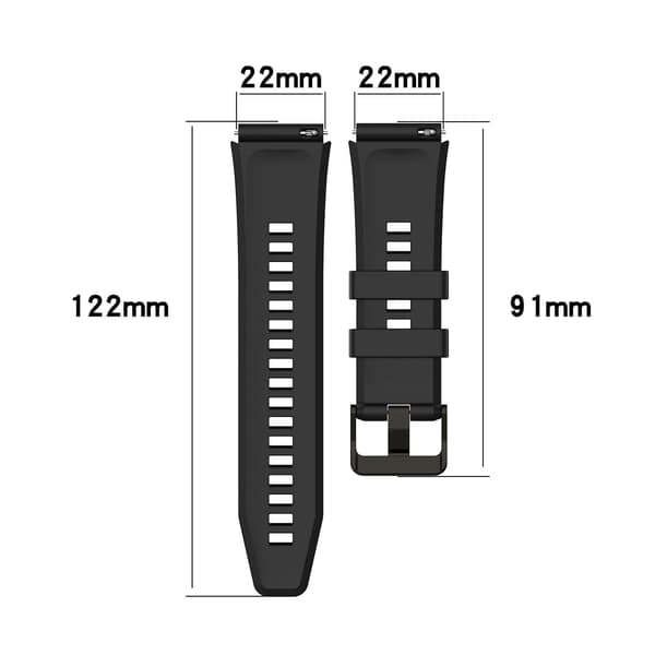 Sort Sort 22mm Silikone Urrem kompatibel med Huawei Watch Gt 2e