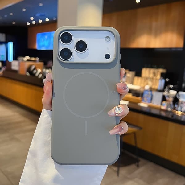 Fodral till iPhone 16 Pro Flytande Silikon Magnetiskt Silikon Slimmad Profil Grå Noz30020