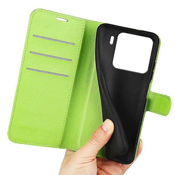För Xiaomi 15 Fodral Litchi Textur Stötsäkert Läder Plånboks Telefonfodral Green
