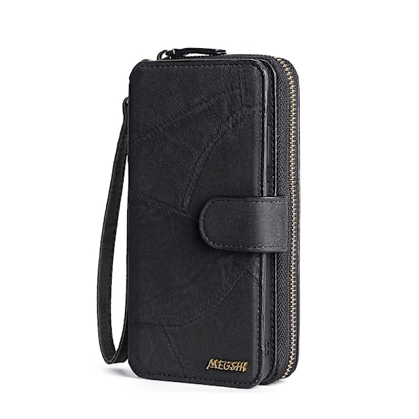 Etui til iPhone 13 Pro, sort flip-pung med kortholder