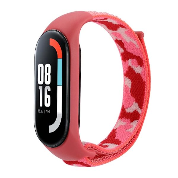 Röd Kamouflage Röd Kamouflage Kamouflage Vävd Rem kompatibel med Xiaomi Mi Band 5/6/7 kompatibel med Xiaomi Mi Band 5/6/7
