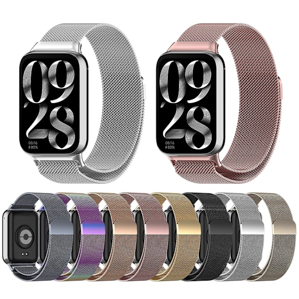 Musta Milanon magneettinen teräsverkkoranneke, yhteensopiva Xiaomi Mi Band 8 Pron kanssa