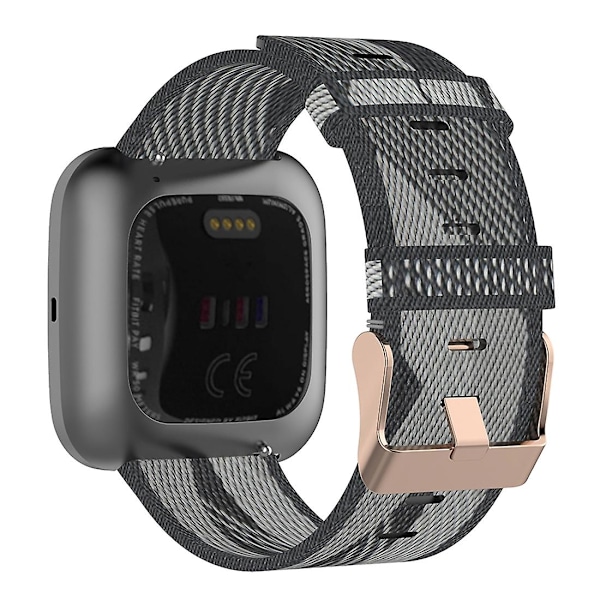 Grå Grårandig Vävd Nylon Armbandsrem kompatibel med Fitbit Versa 2, Fitbit Versa, Fitbit Versa Lite, Fitbit Blaze