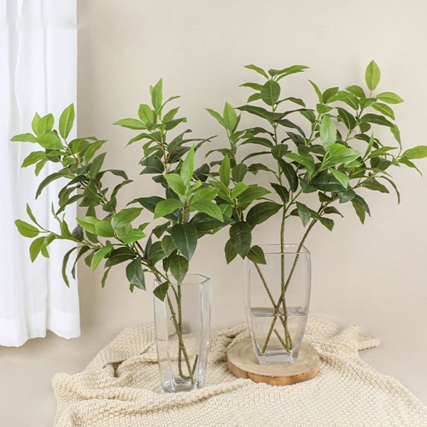 Kunstig plante med lang gren, naturtro dekorativ estetisk falsk grønn plante Osmanthus-blader