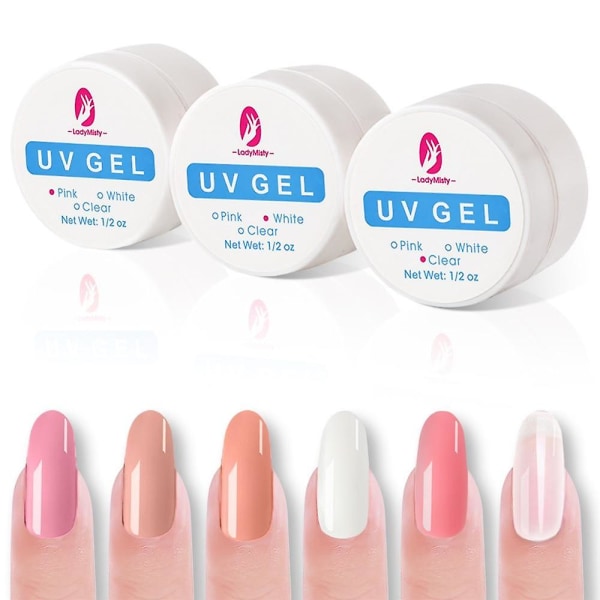 Gel för nagelförlängning - 6 färger poly Uv Builder Set 1