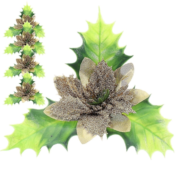 5 stk. Juletræsblomster Simulationsblomster Juletræspynt DIY Falsk Blomst