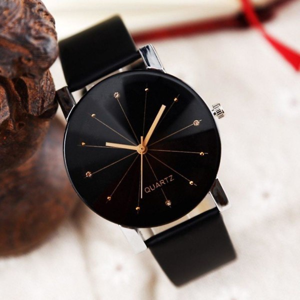 Män & kvinnor Läderrem Line Analog Quartz Watch C