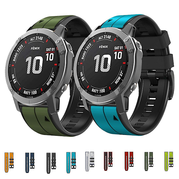 Vit Mörkblå Vit Mörkblå Silikon Sportklockarmband kompatibelt med Garmin Approach S62
