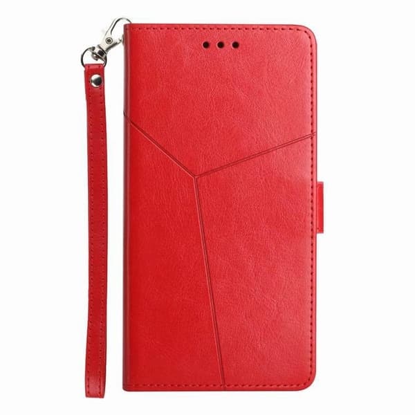Etui til iPhone 14pro 6.1 rød Præget Wallet med Kortholder Flip Mixed Media