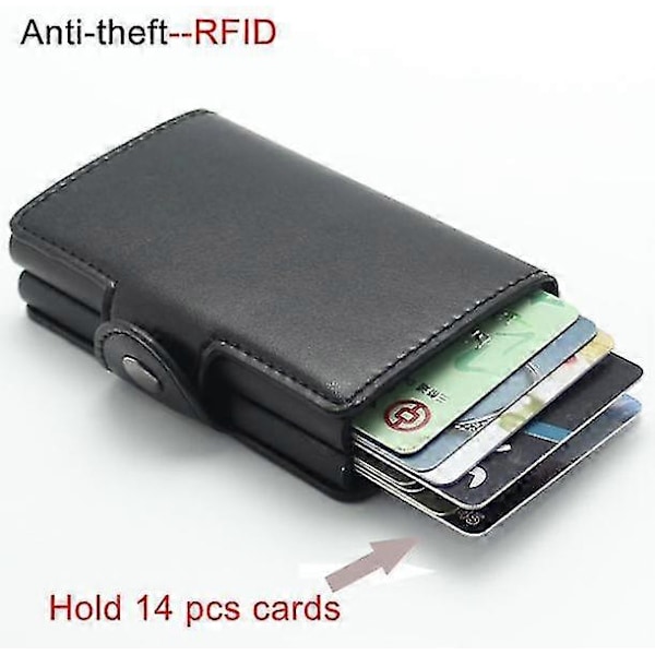 Dobbelt Tyverisikret Wallet RFID-NFC Sikker POP UP Kortholder Red Red- 12st Card