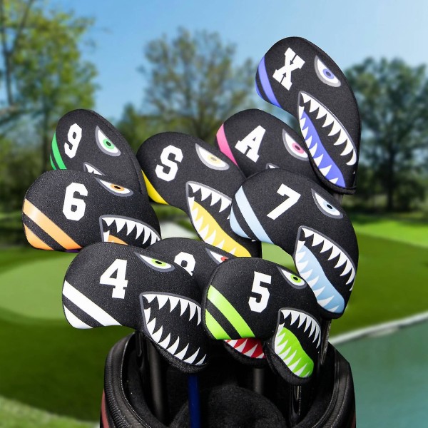 Nytt 10 st/ set Vattentät Shark Golf Club Golf Iron Headcovers Med Tag