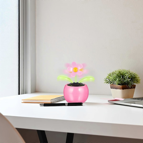 Dansende Solar Blomst Bilpynt Solcelledrevet Glad Dansende Blomst i Potte (Pink)