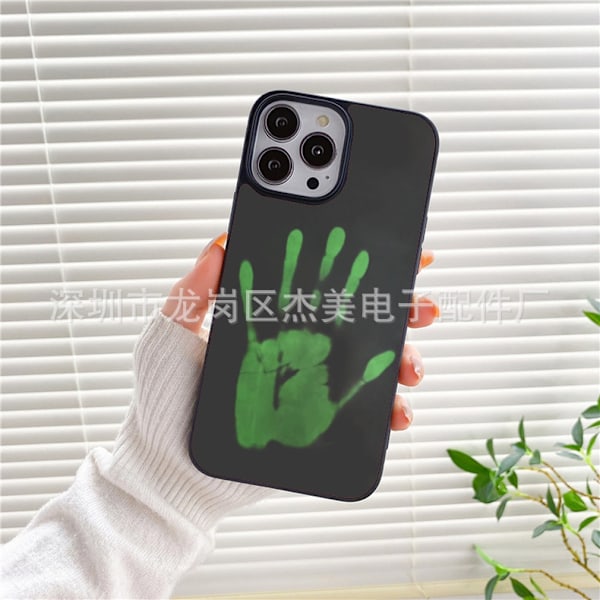 Fodral för iPhone 13 Pro Svart till Grön Termisk textur färgskiftande lädertextur Full-Body textur temperaturförändring