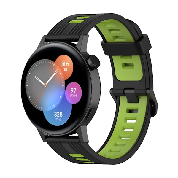 Sort Limegrøn Sort Limegrøn Silikone Urrem kompatibel med Huawei Watch Gt 3 42mm