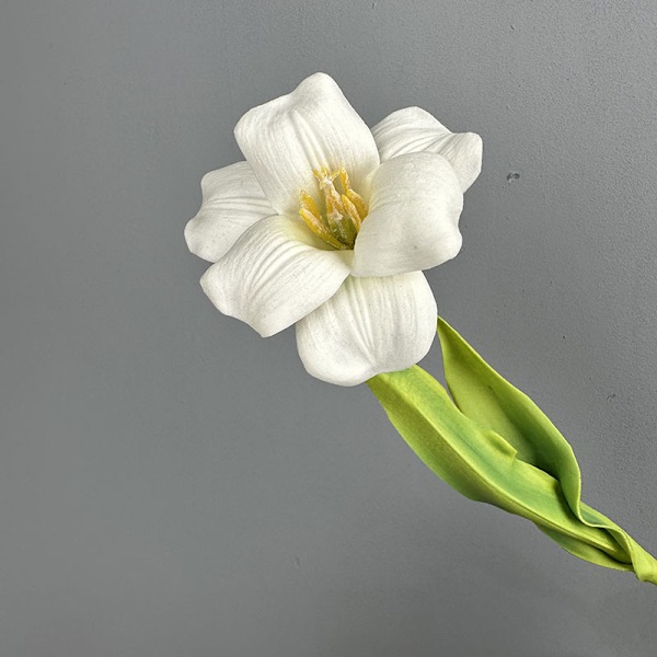 Højkvalitets PU Brun Tulipan Flap Blomst til Bryllupsdekoration i Hjemmet PU open tulip pure white