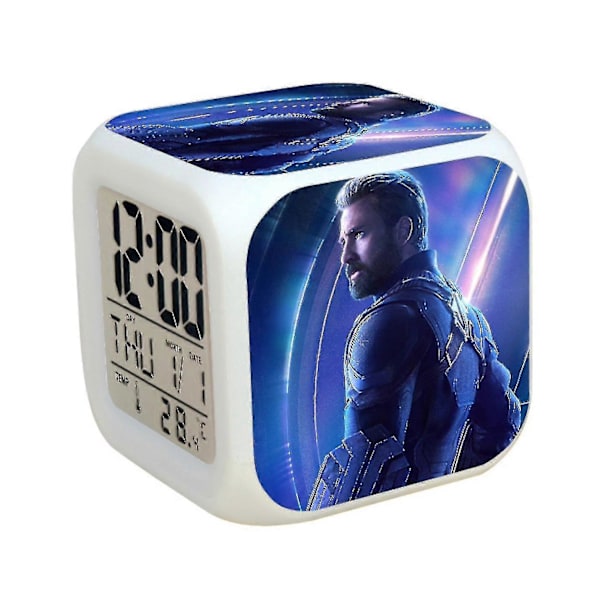 Tony Stark Vækkeur LED Lysende Digital 7 Farveskiftende Bordur