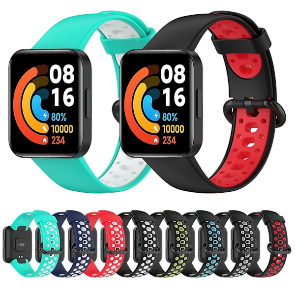 Musta Punainen Musta Punainen Kaksivärinen Silikonihihna yhteensopiva Xiaomi Redmi Horloge 2:n kanssa