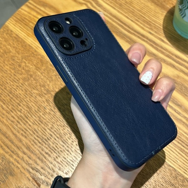 Fodral för iPhone 15 Pro blått läder Full-Body läder