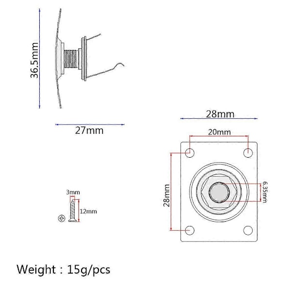 Sort Firkantet Gitar Bass Utgang Jack Plate 1/4'' for Elektrisk Gitar
