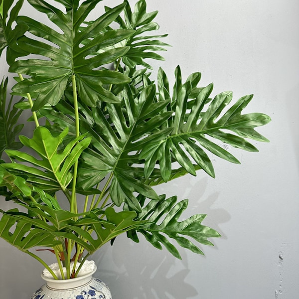 Kunstig Vår Taro Blad Canna Touch Bukett Vår Fjær Blad Grønn Plantedekor 7 pieces of premium Chunyu leaves