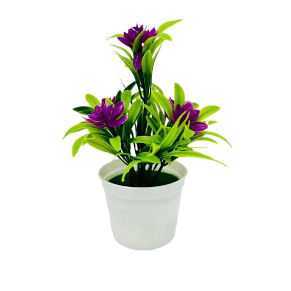 Konstgjorda Lotusblad: Set med 5 Små Krukväxter Bonsai för Utomhus- eller Inomhusdekoration – Perfekt för Purple Height 18CM*Width 11CM
