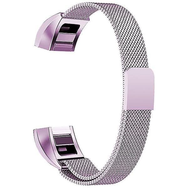 Lys Lilla Lys Lilla Rustfrit Stål Magnetisk Håndledsrem kompatibel med Fitbit Alta, 130-170mm