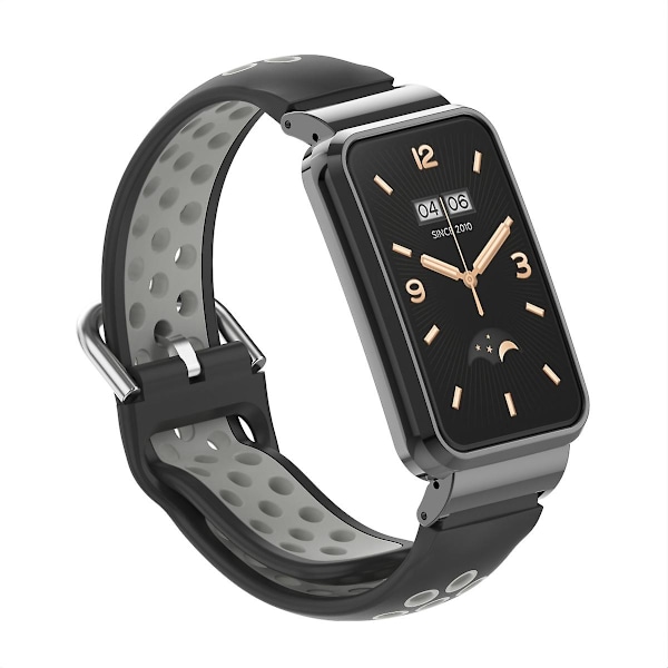 Musta Harmaa Musta Harmaa Silikoni Kellonranneke, yhteensopiva Xiaomi Mi Band 7 Pron kanssa