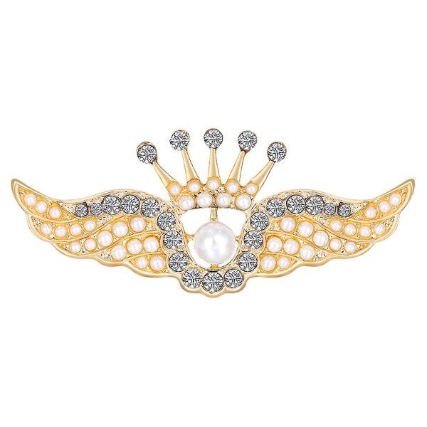Nya Angel Wings Alloy Broscher Unisex Pearl Crown Kostymer Skjorta Brosch