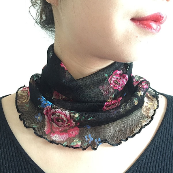 Dame falsk krage Avtakbar halvstrikket netting silkeskjerf Pu Elegant Average size