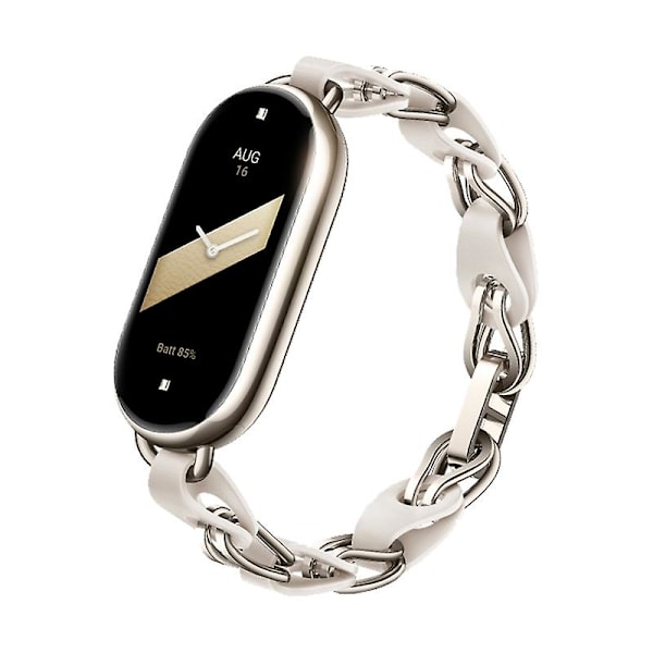 Vit Vit Mode Armband i Rostfritt Stål kompatibelt med Xiaomi Mi Band 8